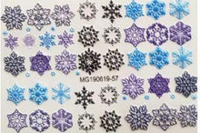 Load image into Gallery viewer, Winter Christmas Acrylic Engraved Nail Sticker Colorful Snow Design Decals Nail Water Slide Decals Nail Art Stickers Decals Christmas Snowflake Bronzing Christmas Slider Nail Art 3D Decals Decoration  Decals Snowflakes Elk Bear Christmas Xmas Stickers
