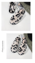 Load image into Gallery viewer, Winter Cotton Slippers Women Leopard Shoes Fashion Fur Slides For Home Comfort Warm Womens Slippers Non-slip Fuzzy House Memory Foam Slippers Furry Fur Lined Bedroom Slippers
