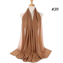 Load image into Gallery viewer, Winter Fashion Long Solid Color Soft Muslim Bubble Chiffon Hijab Scarf Shawls Hijab Elegant Scarf Wrap Lightweight Islamic Head Wear Escharpe Shawls Headband Wraps Lightweight Head Scarves Ladies Hijabs For  Women
