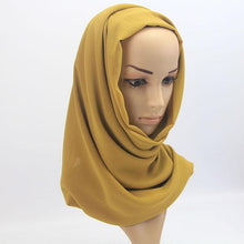 Load image into Gallery viewer, Winter Fashion Long Solid Color Soft Muslim Bubble Chiffon Hijab Scarf Shawls Hijab Elegant Scarf Wrap Lightweight Islamic Head Wear Escharpe Shawls Headband Wraps Lightweight Head Scarves Ladies Hijabs For  Women
