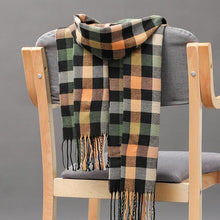 Load image into Gallery viewer, Winter Fashion Outdoor Plaid Soft Scarf Unisex Shawl Scarfs Warm Lightweight Wrap Muffler Elegant Cashmere Hijab Stylish Scarf Tassels For Women Men 185*35cm
