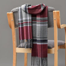 Load image into Gallery viewer, Winter Fashion Outdoor Plaid Soft Scarf Unisex Shawl Scarfs Warm Lightweight Wrap Muffler Elegant Cashmere Hijab Stylish Scarf Tassels For Women Men 185*35cm
