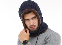Load image into Gallery viewer, Winter Knitted Hat Beanie Men Beany Skellies Beanies Winter Hats For Women Men Caps Gorgas Bonnet Mask Brand Hats Hooded Cowl Neckerchief with Drawstring Soft Balaclava Pullover Knitted Beanie for Adults Men Women Ski Caps
