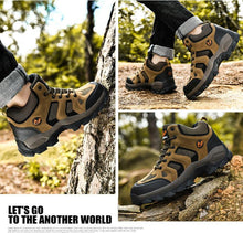 Load image into Gallery viewer, Winter Leather Mens Boots Fur Super Warm Snow Boots Men Winter Work Casual Shoes High Top Rubber Boots Winter Warm Outdoor Walking Lace Up Anti-Slip Breathable Ankle Booties
