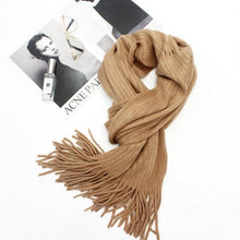 Load image into Gallery viewer, Winter Luxury New Soft Warm Wool Tassel Scarf Lightweight Striped Shawl Classic Wild Soft Simple Travel Scarves Hijab Blanket Cashmere Elegant Casual Muffler For Women
