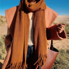 Load image into Gallery viewer, Winter Luxury New Soft Warm Wool Tassel Scarf Lightweight Striped Shawl Classic Wild Soft Simple Travel Scarves Hijab Blanket Cashmere Elegant Casual Muffler For Women
