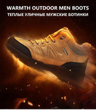 Load image into Gallery viewer, Winter Men's Boots Warm Snow Boots High Quality Leather Waterproof Outdoor Men Hiking Boots Waterproof Non-Slip Trail Fur Lined Ankle Boots Leather Winter Shoes
