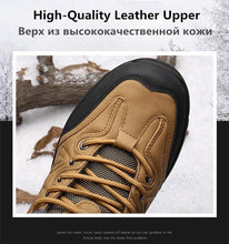 Load image into Gallery viewer, Winter Men's Boots Warm Snow Boots High Quality Leather Waterproof Outdoor Men Hiking Boots Waterproof Non-Slip Trail Fur Lined Ankle Boots Leather Winter Shoes
