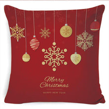 Load image into Gallery viewer, Winter Merry Christmas Cushion Cover Red Christmas Santa Claus Greeting Christmas Pillow Covers Red Plaid Pillow Covers Christmas Tree Snowflakes Text Pillow Cover
