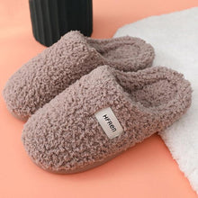 Load image into Gallery viewer, Winter Short Plush Cotton Home Slippers Women Indoor Floor Footwear Fashion Men Household Warm Slides Flat Couple House Slippers With Memory Foam Snd Comfortable Warm Shoes

