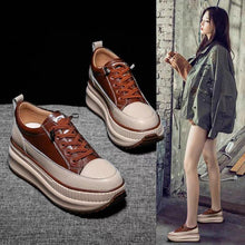 Load image into Gallery viewer, Winter Thich Womans Sneakers Warm Casual Vulcanized Shoes High Platform Boots Lace Up High Top Leather Sneakers Woman High Fashion Thick Soled Sports Walking  Platform Shoes 7CM
