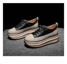Load image into Gallery viewer, Winter Thich Womans Sneakers Warm Casual Vulcanized Shoes High Platform Boots Lace Up High Top Leather Sneakers Woman High Fashion Thick Soled Sports Walking  Platform Shoes 7CM
