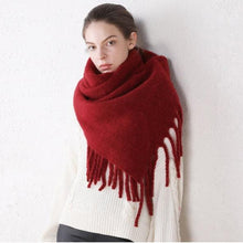 Load image into Gallery viewer, Winter Thick Soft Solid Color Warm Scarf Cashmere Hijabs Lightweight Warm Scarves Wraps Elegant Big Tassels Shawl Long Stole Mufflers For Women
