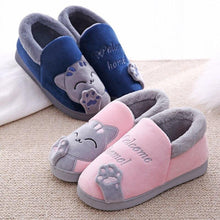 Load image into Gallery viewer, Winter Warm Home Slippers Women Cat Non-Slip Home Shoes Indoor Floor Bedroom Couple Plush House Slippers Comfort Plush Cute House Lucky Cat Warm Indoor Home Shoes

