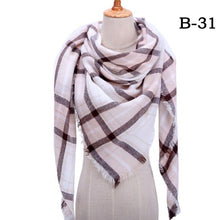Load image into Gallery viewer, Winter Warm Soft Bandana Plaid Warm Headwear Triangle Scarves Scarf Cashmere Scarf Knit Wraps Shawls Hijabs Shawls Escharpe Elegant Cashmere Scarf Head Wrap Bandana Blanket Shawls Wraps For Female
