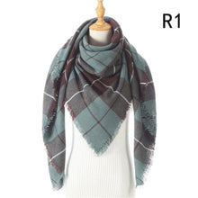 Load image into Gallery viewer, Winter Warm Soft Bandana Plaid Warm Headwear Triangle Scarves Scarf Cashmere Scarf Knit Wraps Shawls Hijabs Shawls Escharpe Elegant Cashmere Scarf Head Wrap Bandana Blanket Shawls Wraps For Female

