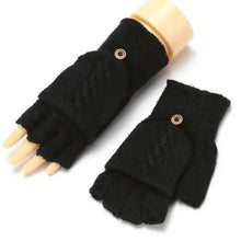 Load image into Gallery viewer, Winter Warm Thickening Wool Gloves Knitted Flip Fingerless Exposed Finger Thick Gloves Mittens Soft Cold Weather Women Gloves
