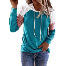 Load image into Gallery viewer, Winter Women’s Fashion Casual Sweatshirts Long Sleeve Hooded Pullover Loose Block Color Pockets Sweatshirts
