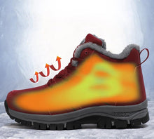 Load image into Gallery viewer, Winter Womens Mens Boots Plush Leather Waterproof Climbing Hunting Shoes Unisex Lace-up Outdoor Warm Hiking Boot Warm Ankle Cushionable Non-Slip Fashion Booties For Outdoor Walking
