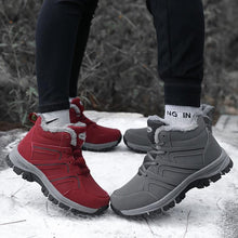 Load image into Gallery viewer, Winter Womens Mens Boots Plush Leather Waterproof Climbing Hunting Shoes Unisex Lace-up Outdoor Warm Hiking Boot Warm Ankle Cushionable Non-Slip Fashion Booties For Outdoor Walking
