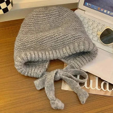Load image into Gallery viewer, Winter Wool Knitted Hat Unisex Winter Striped Beanie with Ear Flaps
