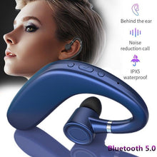 Load image into Gallery viewer, Wireless Blue Earhook Bluetooth Headphones Business Office Bluetooth 5.0 Over Ear Earphone Stereo Single Earbud With Mic HiFi Headphone Single Ear Headset Super Long Standby Noise Reduction Earpiece Compatible With Smartphones
