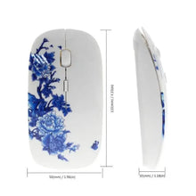 Load image into Gallery viewer, Wireless Blue White Flower Pattern Mouse Optical Mice 1600 DPI Wireless Mouse Portable Mobile Office USB Mouse
