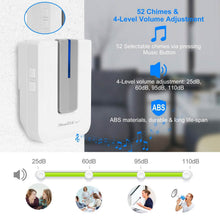 Load image into Gallery viewer, Wireless Doorbell Rings 1000FT with 1 Plug Receiver Chimes
