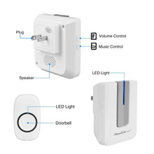 Load image into Gallery viewer, Wireless Doorbell Rings 1000FT with 1 Plug Receiver Chimes
