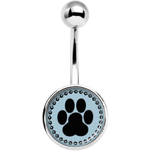Load image into Gallery viewer, Black on Blue Paw Print Belly Ring
