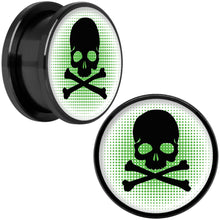 Load image into Gallery viewer, Green Black Skull Black Anodized Screw Fit Plug Set 18mm
