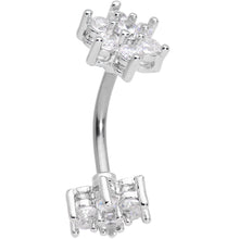 Load image into Gallery viewer, Clear Gem Double Star Reversible Double Mount Belly Ring
