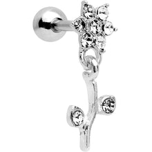 Load image into Gallery viewer, 16G 1/4 Clear Gem  Flower Dangle Cartilage Tragus Earring
