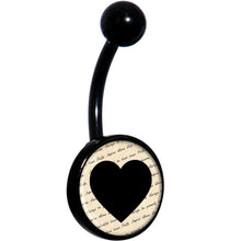 Load image into Gallery viewer, Love Letter Black Heart Black Belly Ring
