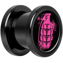 Load image into Gallery viewer, Pink Grenade Black Anodized Screw Fit Plug Set 00G
