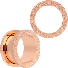 Load image into Gallery viewer, Rose Gold PVD Sandblasted Screw Fit Tunnel Plug Set 5mm to 16mm
