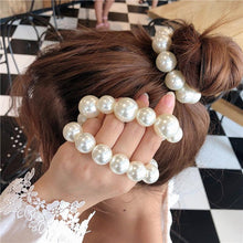 Load image into Gallery viewer, Woman Big Pearl Hair Ties Fashion Korean Style Hairband Scrunchies Girls Ponytail Holders Rubber Band Hair Accessories Ponytail Holder Accessories for Women And Girls
