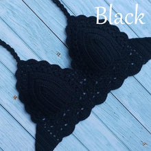 Load image into Gallery viewer, Woman Bikini Top Crochet Knit Separate Female Women Comfortable Beach Crochet Crop Summer Halter Tank Top Beach Knit  Bra Beachwear Plus Size Bathing Suits Summer Beach Crochet Crop Tank Top

