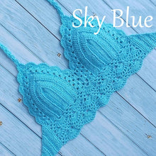 Load image into Gallery viewer, Woman Bikini Top Crochet Knit Separate Female Women Comfortable Beach Crochet Crop Summer Halter Tank Top Beach Knit  Bra Beachwear Plus Size Bathing Suits Summer Beach Crochet Crop Tank Top
