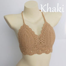 Load image into Gallery viewer, Woman Bikini Top Crochet Knit Separate Female Women Comfortable Beach Crochet Crop Summer Halter Tank Top Beach Knit  Bra Beachwear Plus Size Bathing Suits Summer Beach Crochet Crop Tank Top
