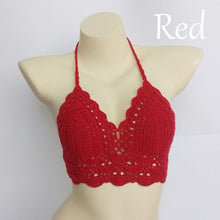 Load image into Gallery viewer, Woman Bikini Top Crochet Knit Separate Female Women Comfortable Beach Crochet Crop Summer Halter Tank Top Beach Knit  Bra Beachwear Plus Size Bathing Suits Summer Beach Crochet Crop Tank Top

