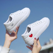 Load image into Gallery viewer, Woman Fashion New PU Leather Shoes Breathable Cute Heart Flats Casual White Sneakers Platform Tenis Comfortable Shoes Leather Womens Sneakers
