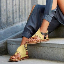 Load image into Gallery viewer, Woman Sandals Flat Casual Summer Sandals Women's Fashion Flip Flops Elegant Sandals Artificial Leather Platform Shoes Fashion Slides Ladies Lightweight Athletic Yoga Mat Sandals Slip On Thick Cushion Slippers Sandals

