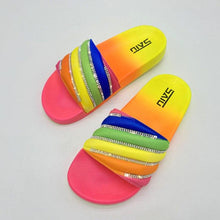 Load image into Gallery viewer, Women Beach Rubber Slippers Shoes Woman Flip Flops Rhinestone Sildes Candy Sandals Outdoor Flats Cute Sandals For Women Casual Summer Women Comfort Slip-On Sandal
