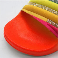 Load image into Gallery viewer, Women Beach Rubber Slippers Shoes Woman Flip Flops Rhinestone Sildes Candy Sandals Outdoor Flats Cute Sandals For Women Casual Summer Women Comfort Slip-On Sandal
