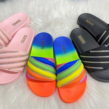 Load image into Gallery viewer, Women Beach Rubber Slippers Shoes Woman Flip Flops Rhinestone Sildes Candy Sandals Outdoor Flats Cute Sandals For Women Casual Summer Women Comfort Slip-On Sandal
