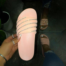 Load image into Gallery viewer, Women Beach Rubber Slippers Shoes Woman Flip Flops Rhinestone Sildes Candy Sandals Outdoor Flats Cute Sandals For Women Casual Summer Women Comfort Slip-On Sandal
