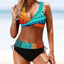 Load image into Gallery viewer, Women Bikini Plus Size Push Up Swimsuit High Waist Bikini Set Women's Push-up Halter Bandage Bikini Swimsuits Swim Bottoms Swimwear Bathing Suit Beachwear Swimming Suit
