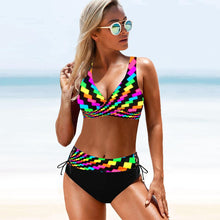 Load image into Gallery viewer, Women Bikini Plus Size Push Up Swimsuit High Waist Bikini Set Women's Push-up Halter Bandage Bikini Swimsuits Swim Bottoms Swimwear Bathing Suit Beachwear Swimming Suit
