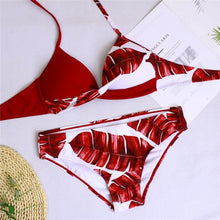 Load image into Gallery viewer, Women Bikini Set Push Up Female Swimsuit Swimwear Swim Two Piece Brazilian Bathing Suit Large Plus Size Women's Twist Front High Waist Bikini Swimsuit Drawstring Tie Side Bottom Two Piece Bathing Suit
